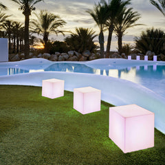 Solok 17" Illuminated Cube - Multi-Functional Stool, ambient light or landscape light. USB Rechargeable.