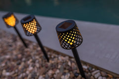 Depokita 4-Pack Black Low Voltage Solar Powered Integrated LED 14" Pathway Light Pack