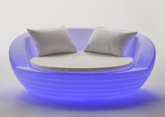 Langsa Illuminated Outdoor Patio Daybed with cushions and mattress