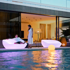 Langsa Illuminated Outdoor Patio Daybed with cushions and mattress