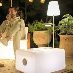 Tual Cordless LED Outdoor Table Lamp 16" White