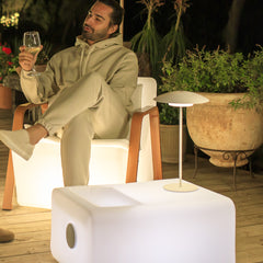 Tual Cordless LED Outdoor Table Lamp 16" White