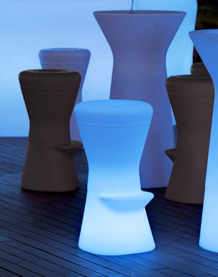 Cirebon Patio Polyethylene Illuminated Bar Stool