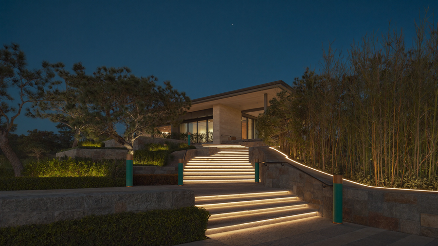 Outdoor landscape LED lighting installation
