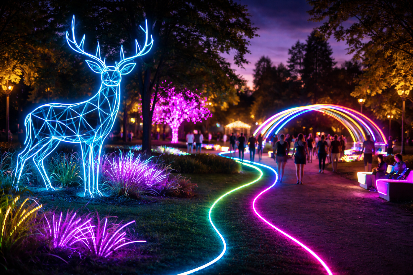 End-of-Summer Installations Using EL Wire in Art Parks & Venues
