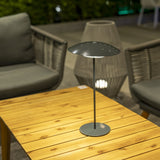 Tual Cordless LED Outdoor Table Lamp 16" Dark Gray, Ellumiglow