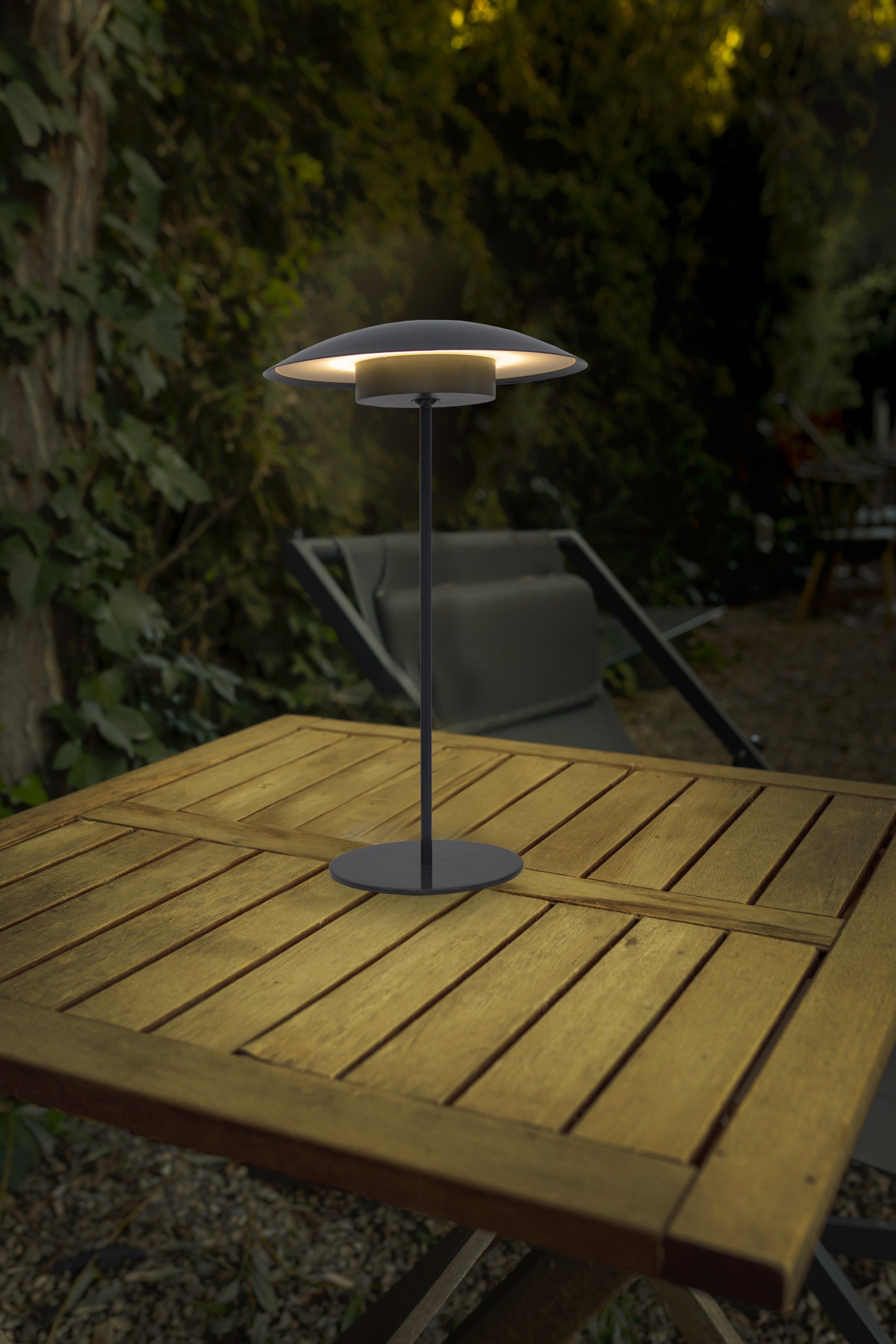 Tual Cordless LED Outdoor Table Lamp 16" Dark Gray