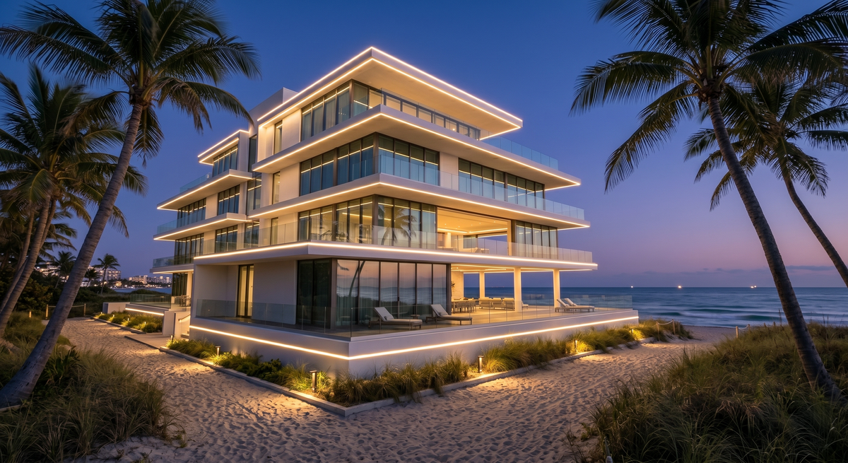 Pixel-Free LED XW on Coastal Architecture