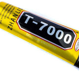 A tube of ZHANLI brand industrial strength LED/EL adhesive glue with the label T-7000, designed for precise placement and suitable for various industrial materials.